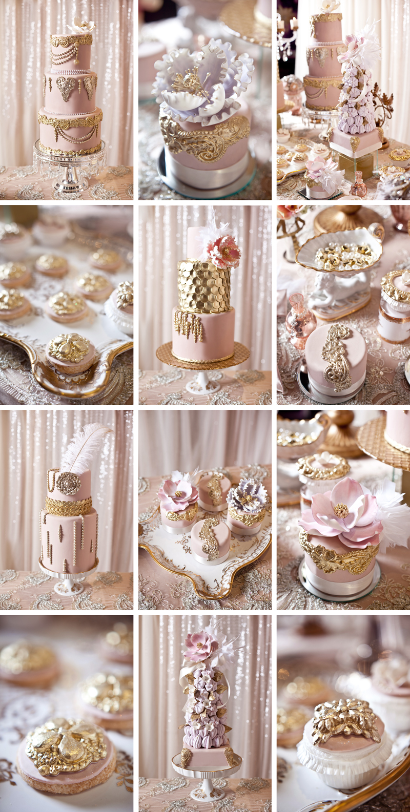 pink and gold wedding cake scape, luxury wedding cakes, as seen in grace ormond wedding style